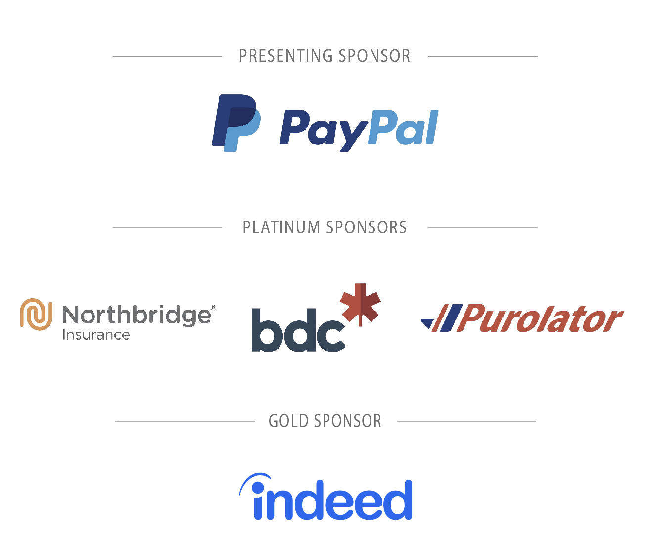 Presenting Sponsor: PayPal | Platinum Sponsors: BDC, Ceridian, Export Development Canada (EDC), Northbridge Financial and Purolator | Gold Sponsors: Indeed 